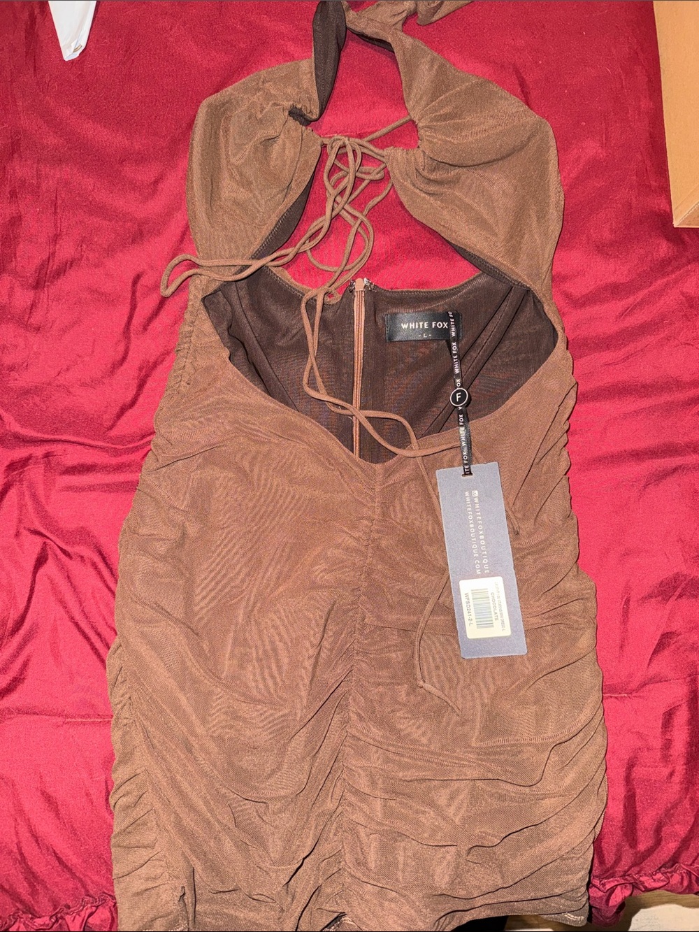 White Fox Boutique Brown Halter Ruched Camisole